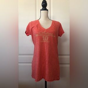 Ouray Sportswear NWT Saloon No 10 Deadwood SD Ladies Sz XL Coral V-Neck Tee